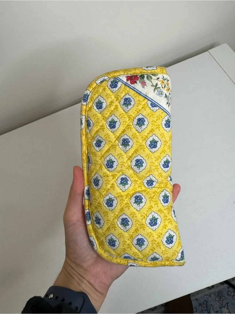 Vera Bradley Elizabeth Yellow Floral Quilted Eyeglasses Case Vintage Made USA